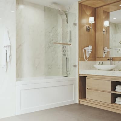 VIGO Rialto 34" W x 58" H Frameless Hinged Tub Door in Matte Black