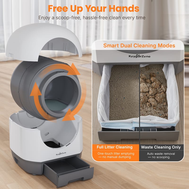 Automatic Self-Cleaning Cat Litter Box with Odor Control & App Control, White
