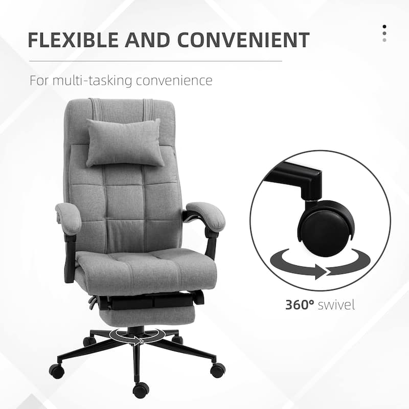 Swivel Task Chair Office Chair with Adjustable Height Retractable Footrest Headrest and Padded Armrest