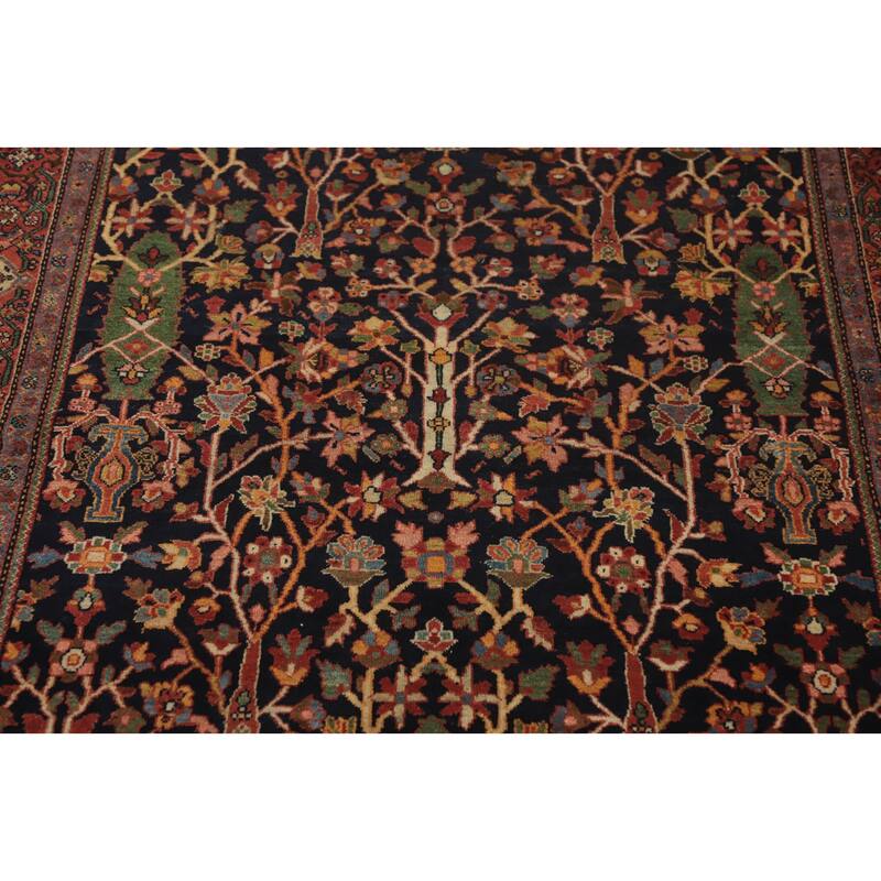 Hand Knotted Oriental 100% Wool Carpet Traditional Floral Navy Blue & Blues Sarouk Area Rug - 6' 7'' X 4' 2''