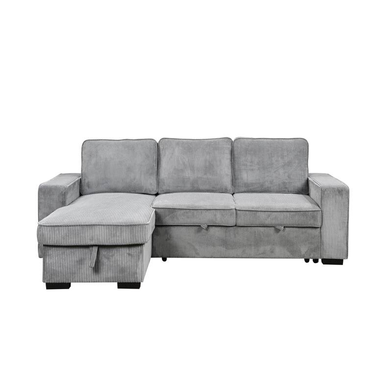 Roomfitters L Shaped Sectional Sofa Bed with Pull Out, Storage Chaise and USB Cup Holder