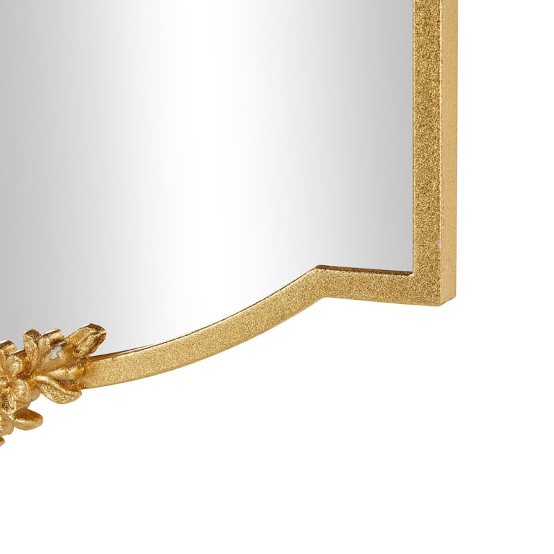 Metal Floral Room Wall Mirror with Floral Embellishments - Gold - Roche River Decor