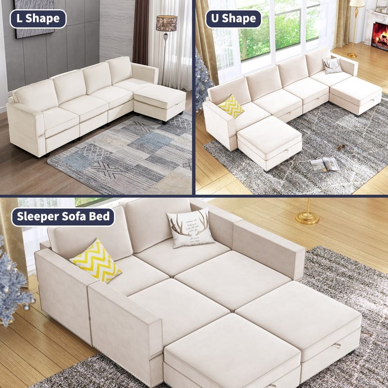 Mixoy 6-Seater Transferable Position Free Combination Sectional Sofa with Storage