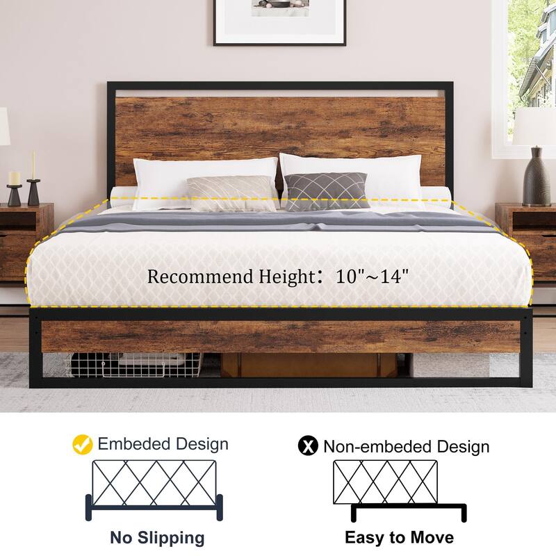 6/12 Inch Twin/Full/Queen/King Metal Platform Bed Frame