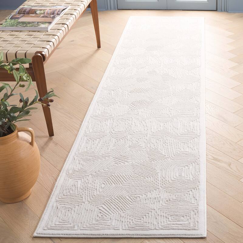 SAFAVIEH Prestige Rettie Contemporary Rug - 2'3" x 8' Runner - Ivory/Beige