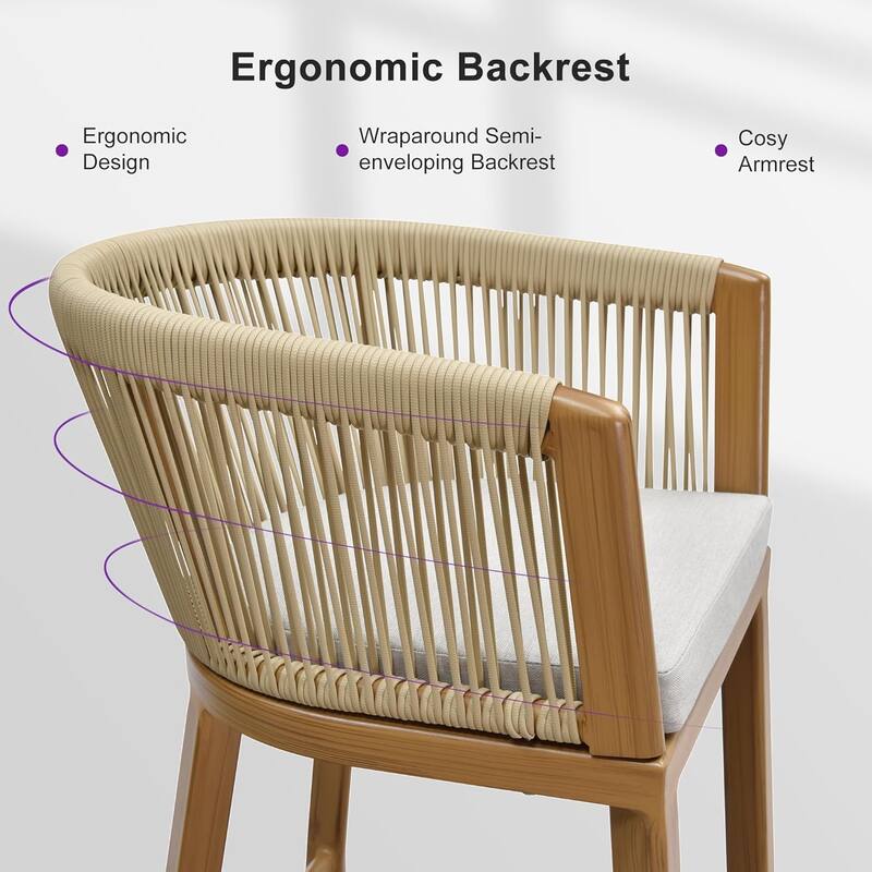 PURPLE LEAF Outdoor Dining Chairs Set of 2 Patio Counter Height Bar Stool with Cushion