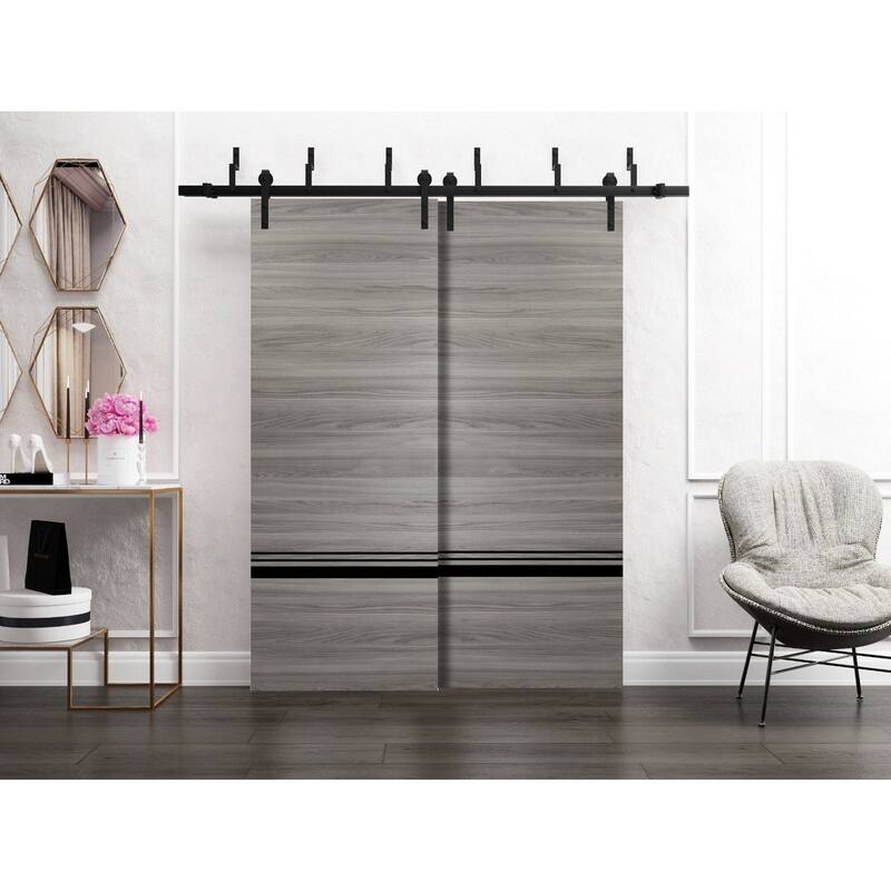 Sturdy Barn Door 36 x 80 Planum 0012 Grey Matte with 6.6FT