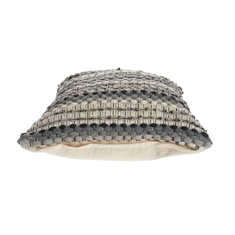 HomeRoots 18" X 18" Black And Grey 100% Cotton Striped Zippered Pillow