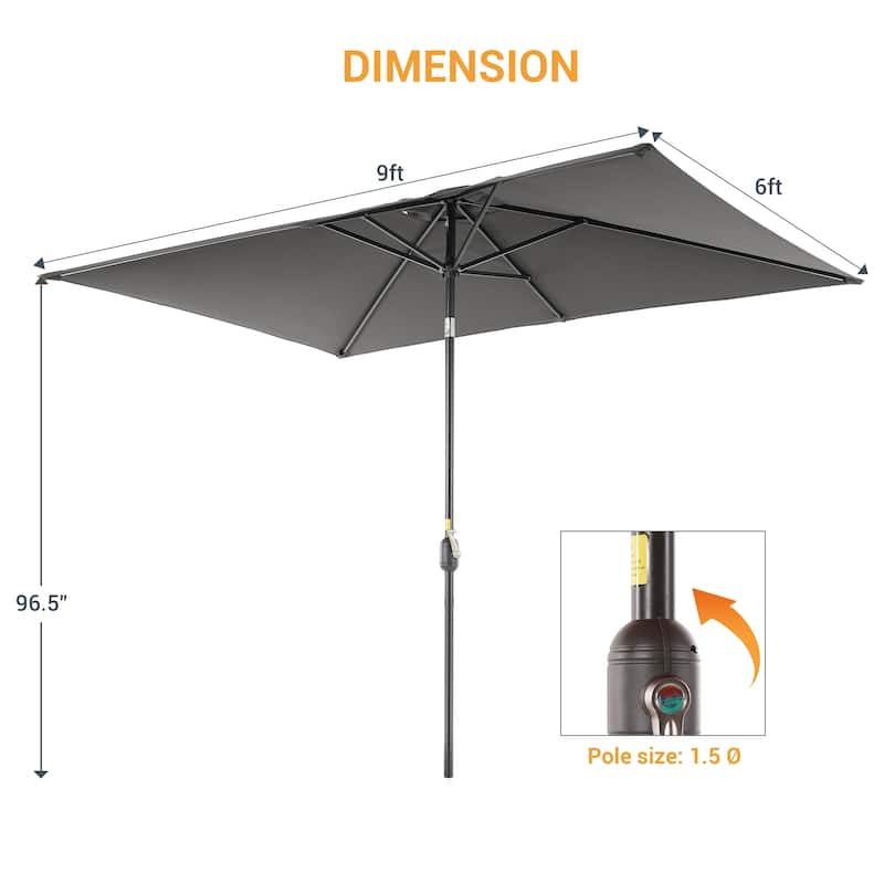 LIVOOSUN 6x9Ft Patio Market Umbrella Weather-Resistant Table Umbrella