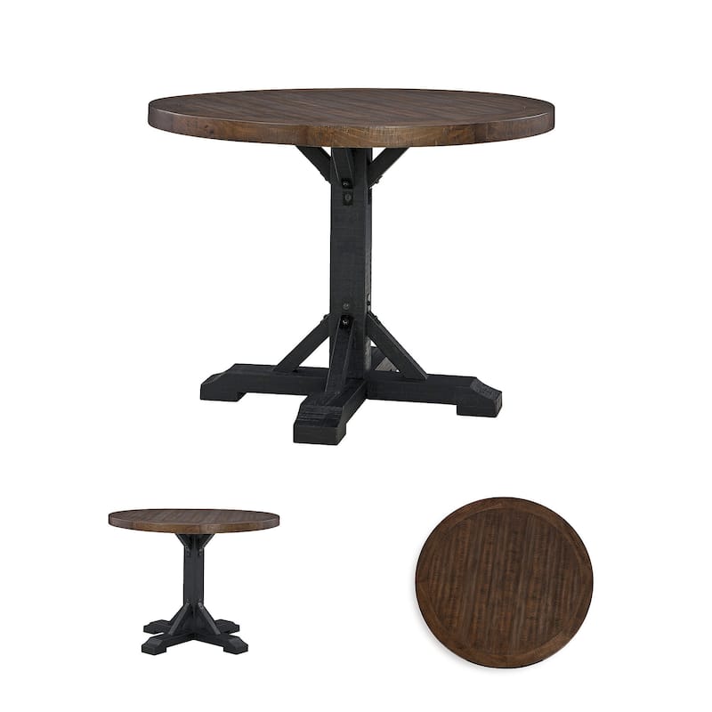 Signature Design by Ashley Valebeck Black/Dark Brown Counter Height Dining Table - 48" W x 48" D x 36" H