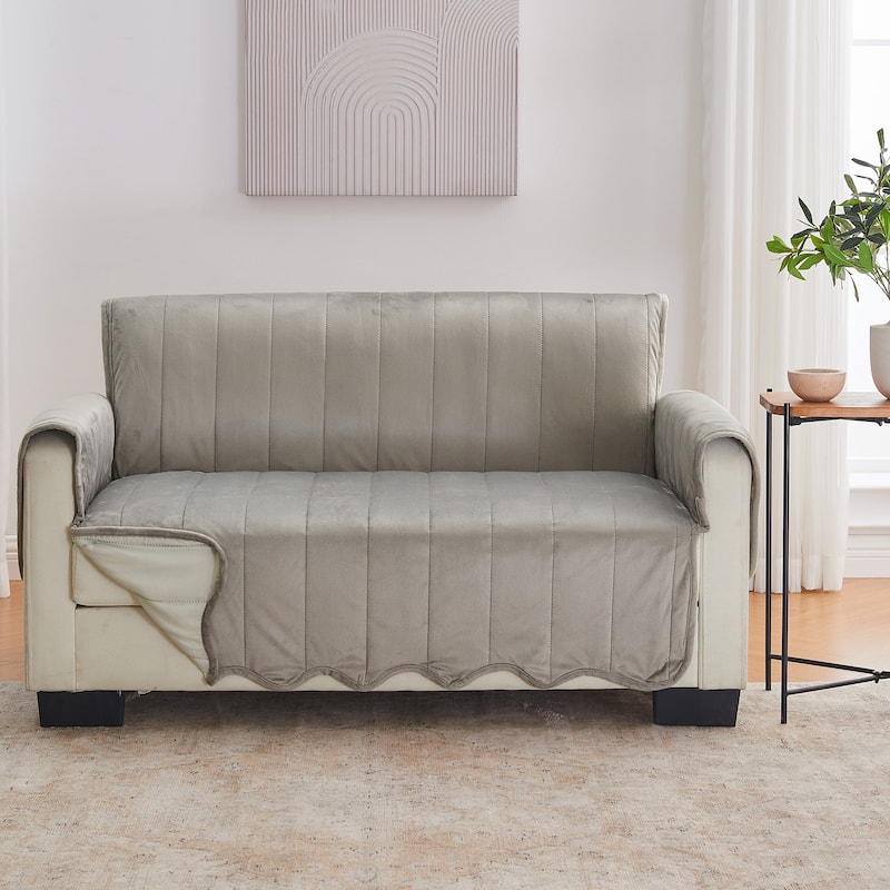 Velvet Loveseat Cover Pet Furniture Protector - Wild Dove Grey