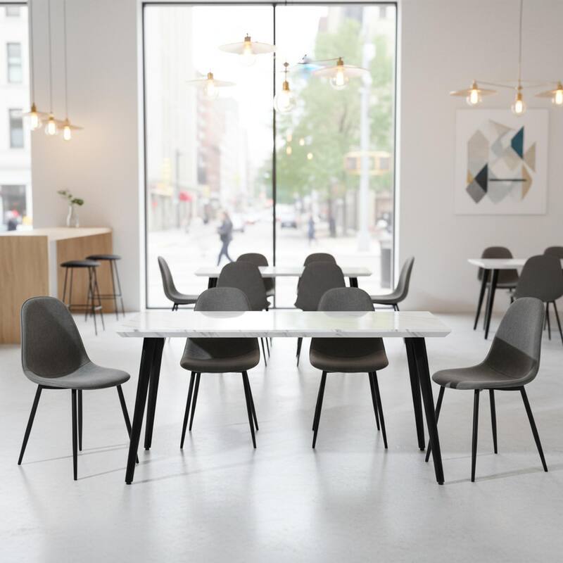 Homy Casa 5-Piece Dining Room Set with Modern White Table and 4 Upholstered Side Chairs