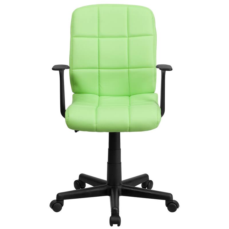 Mid-Back Quilted Vinyl Swivel Task Office Chair with Arms