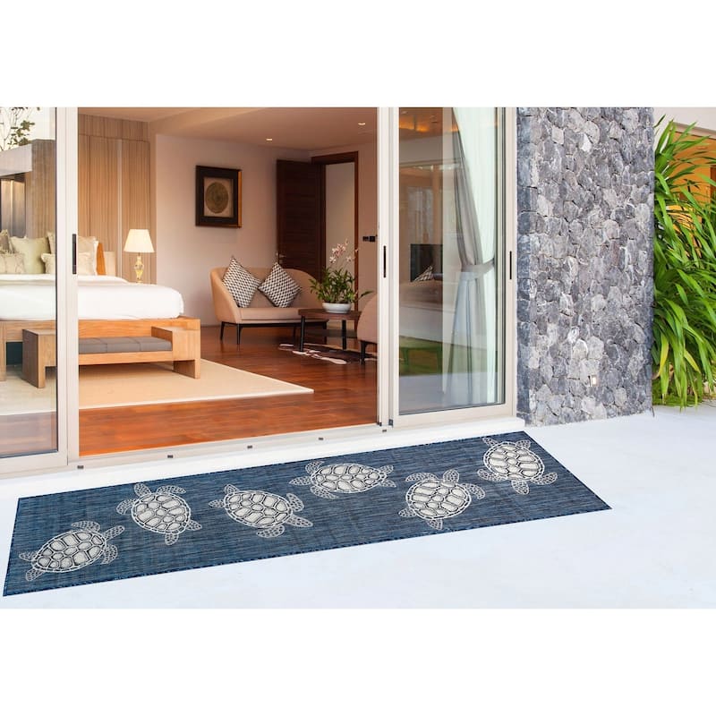 Liora Manne Carmel Collection Sea Turtles Indoor/ Outdoor Area Rug