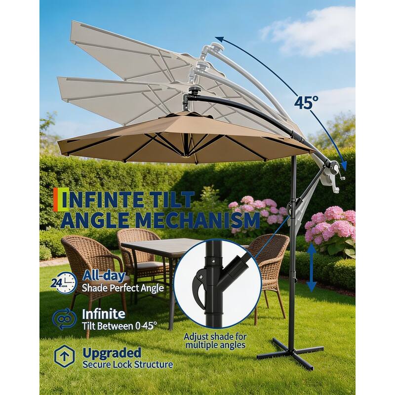 Cantilever Umbrella, with 360° Rotating