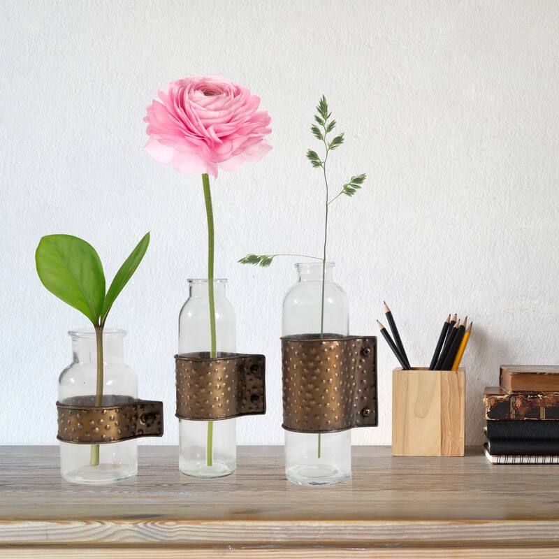 Gild Design House Garrett Vases, S3 With Metal wrap
