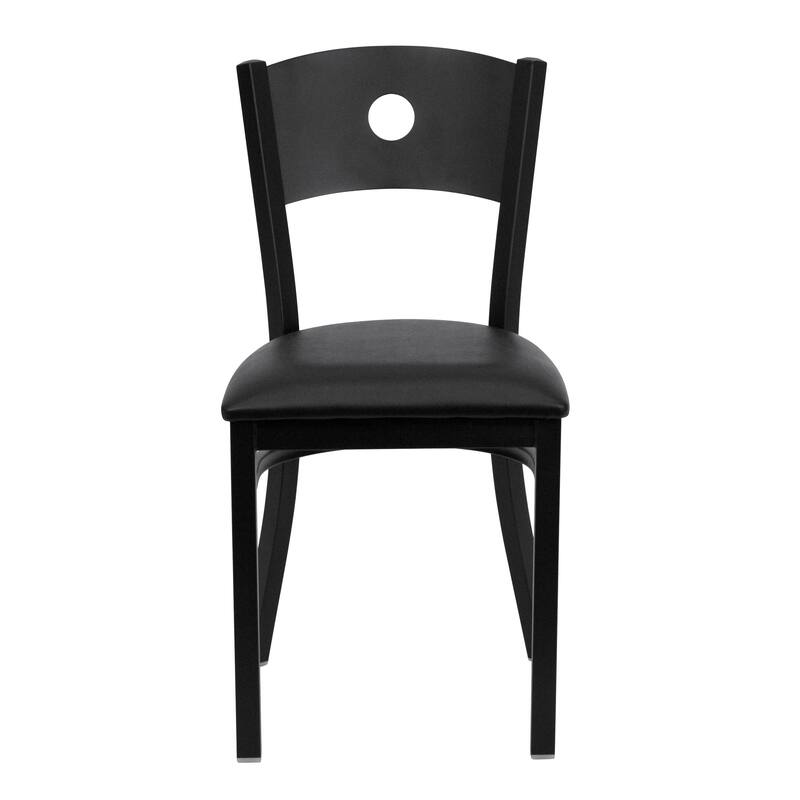 Black Circle Back Metal Restaurant Chair - 17.25"W x 20.25"D x 32.5"H