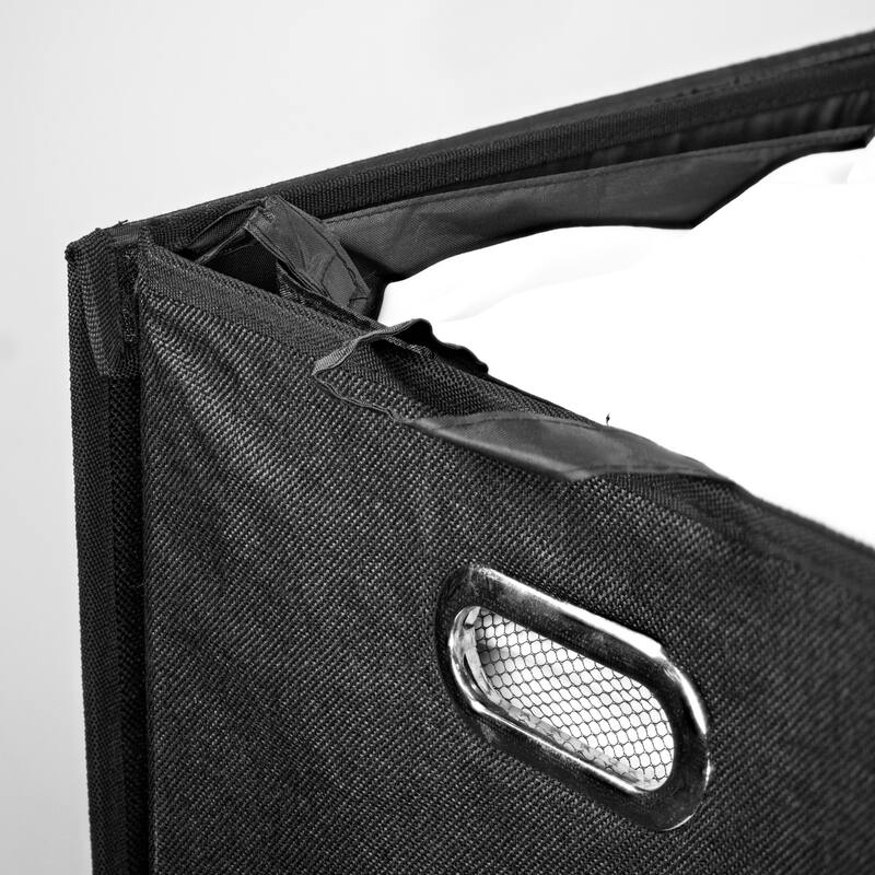 American Art Decor Collapsible Laundry Hamper with Removable Liners and Magnetic Lid - Black (25.5" x 15")