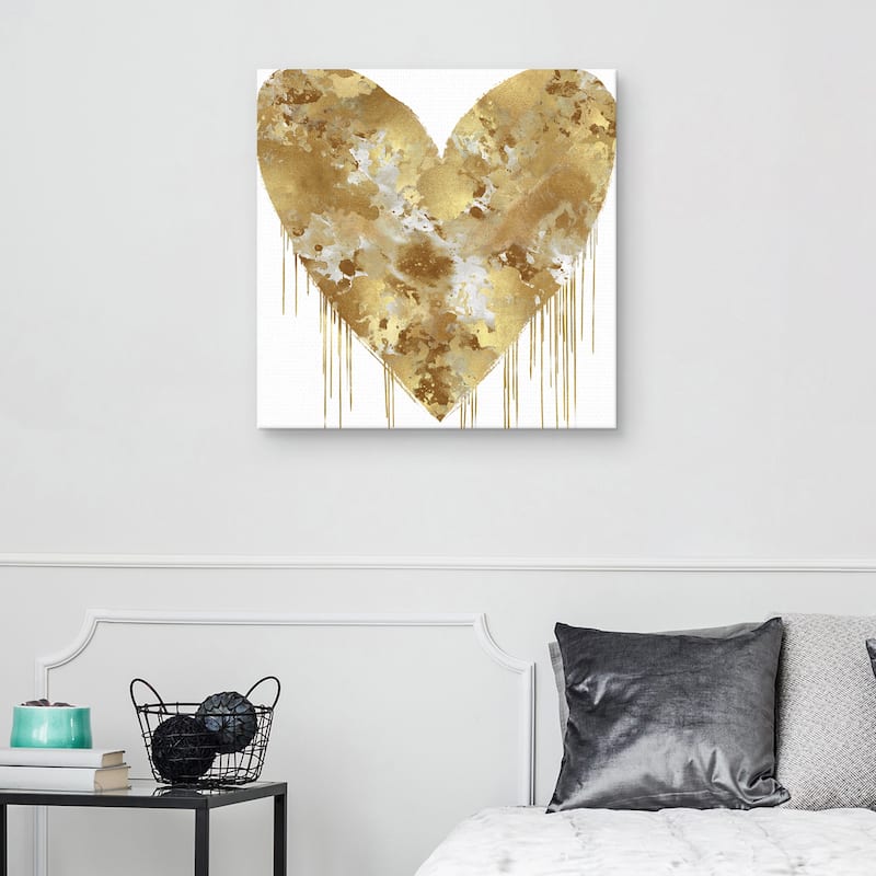 Big Hearted Gold and White by Lindsay Rodgers Canvas Art Print