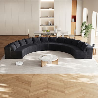 Half Moon Sectional Sofa Convertible Modular Couches Plush Corduroy Sleeper Sofa Bed Symmetrical Loveseat Sofa