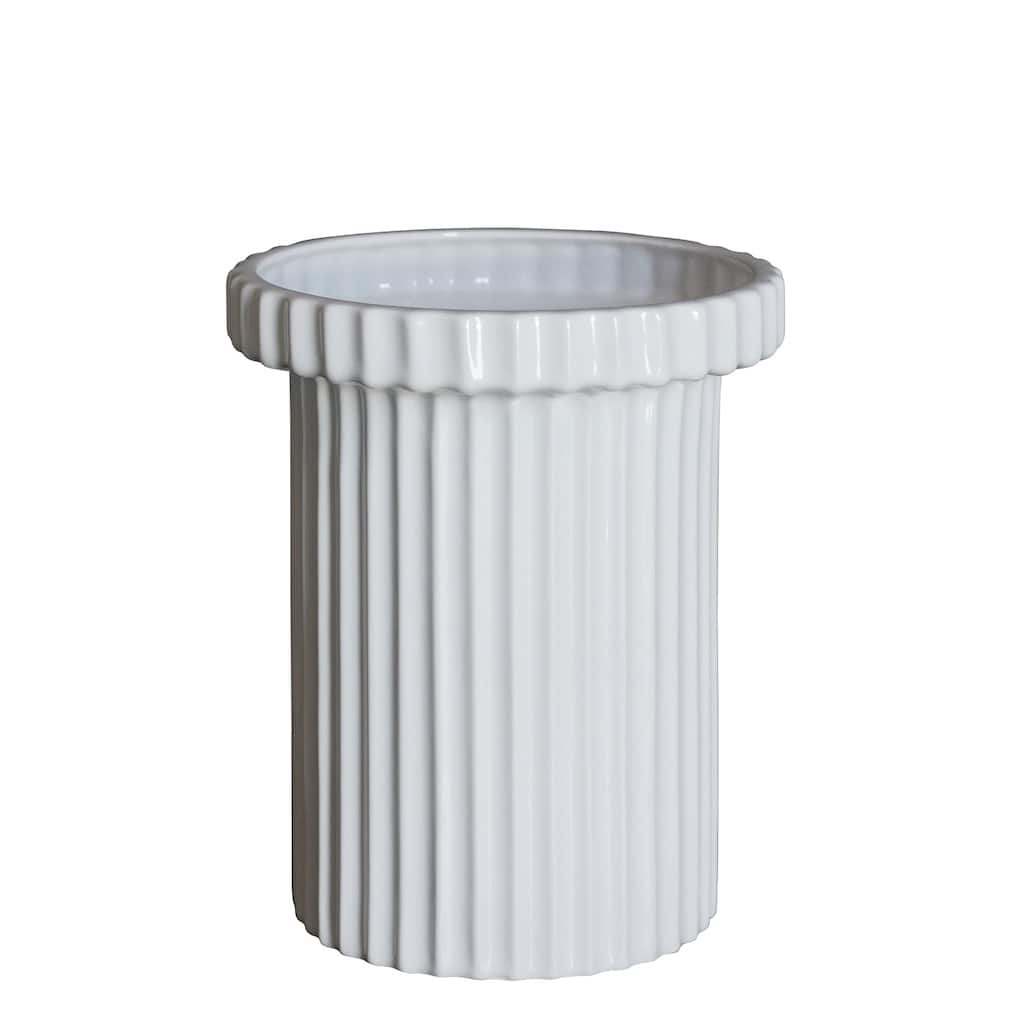 Sm. STRIPE Pot Shiny White - Shiny White