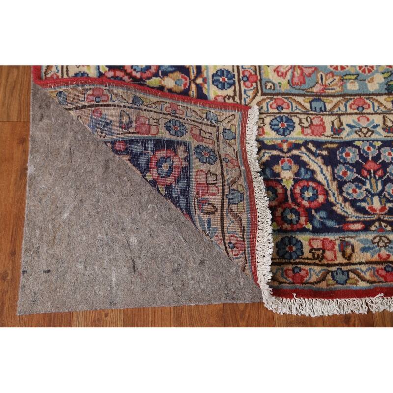 Hand Knotted Oriental 100% Wool Carpet Traditional Floral Oranges & Rust Kerman Area Rug - 11' 4'' X 8' 0''