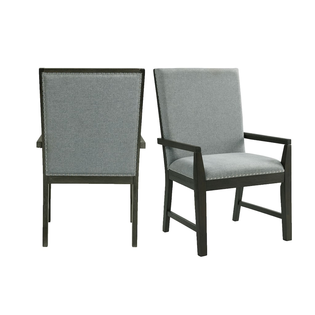 Standard Arm Chairs Set Gray, Dining Room Chairs with Chrome Trim, Comfortable Seating - 39