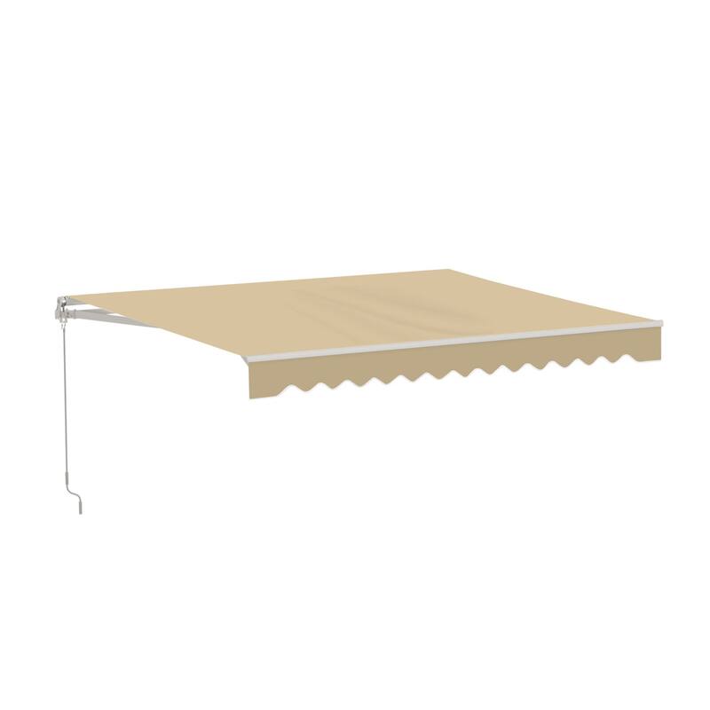 ALEKO Caribbean Manual Retractable Patio Awning - White Frame - Desert Sand - 10 x 8 Feet