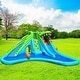 preview thumbnail 2 of 5, Crocodile Themed Inflatable Slide Bouncer with Two Water Slides - 224.5'' x 203'' x 94.5'' (L x W x H)