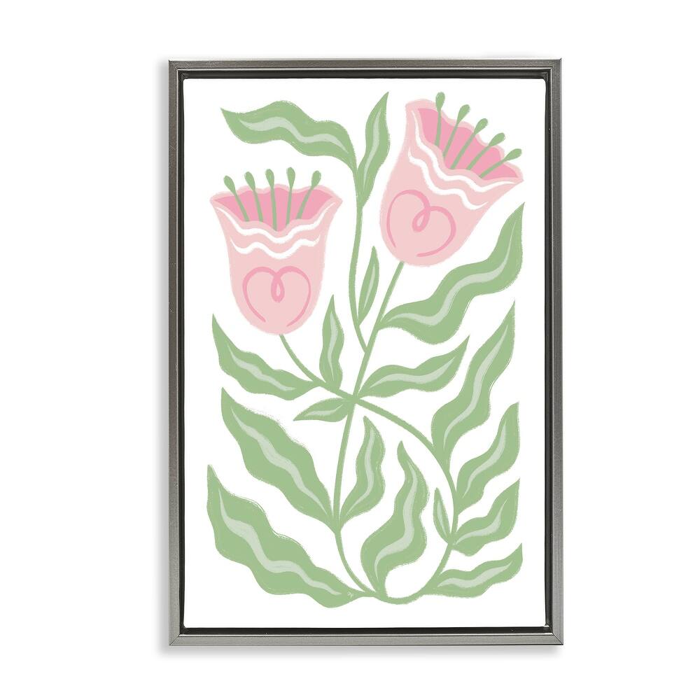Stupell Pink Tulip Twin Blossoms Framed Floater Canvas Wall Art Design By Martina Pavlova