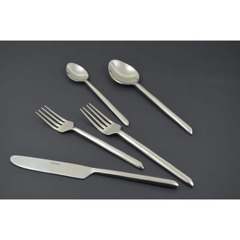 Vibhsa Silver Stainless Steel Flatware Set of 20 PC (Modern, Glossy