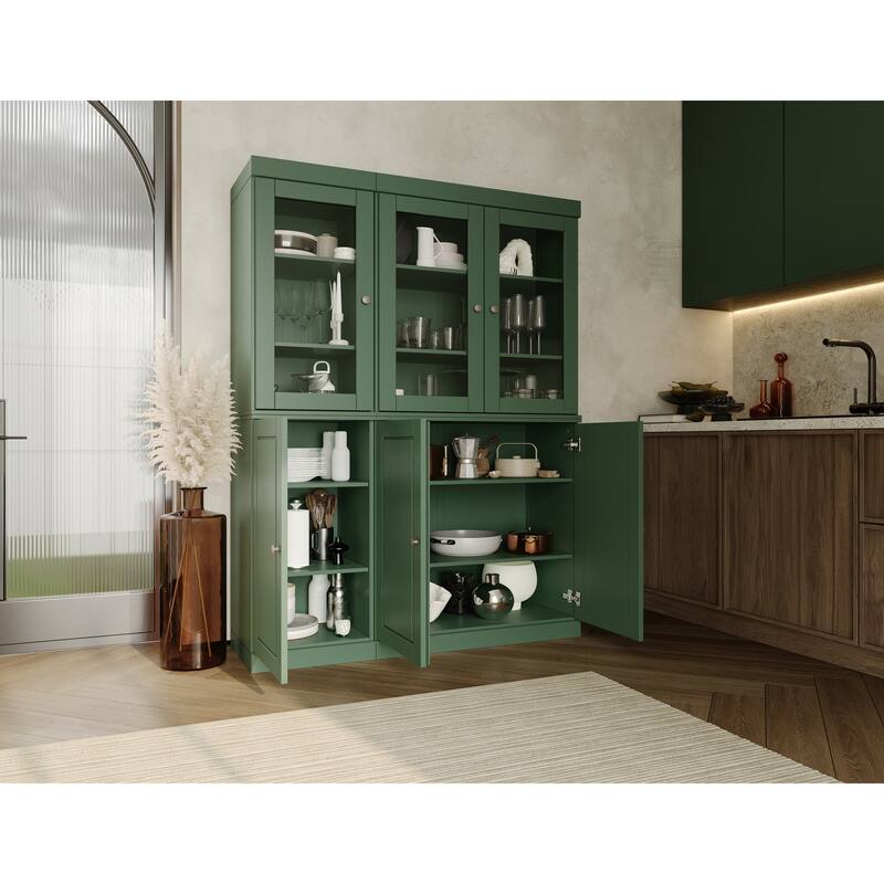 Palace Imports 100% Solid Wood Pantry China Cabinet, Raised Panel & Clear Glass Doors, 48.5" Wide, 71.5" Tall - 48.5" x 71.5"