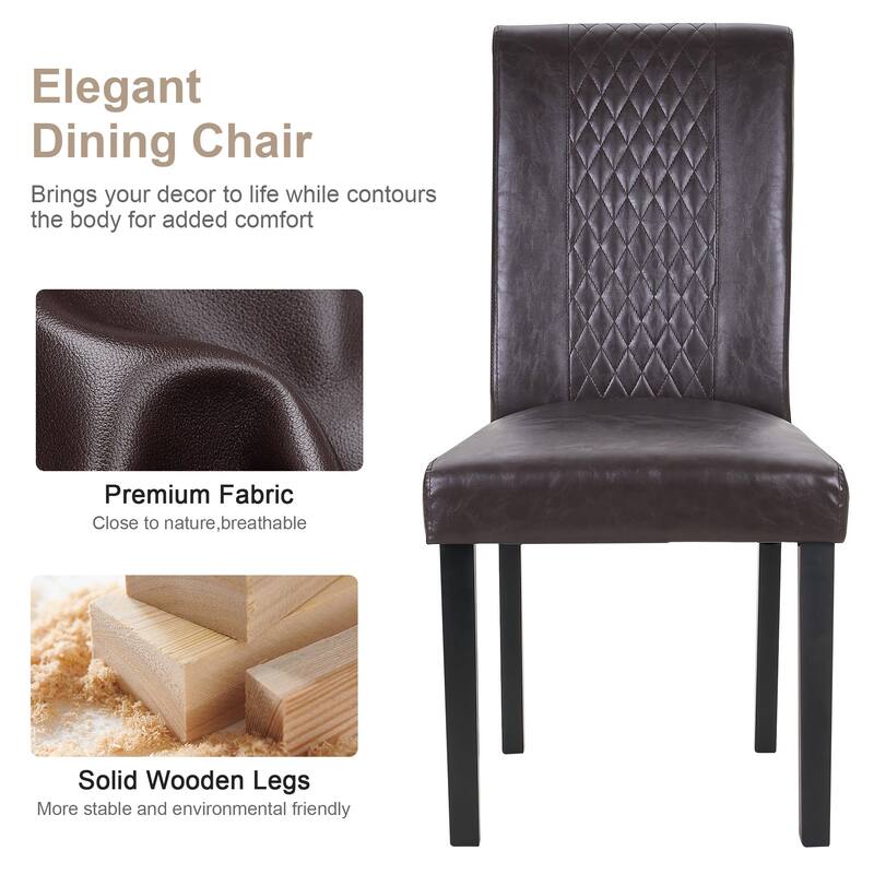 Modern Dining Chairs Set of 2/4/6 Upholstered Dining Chairs with Solid Wood Legs and High Back Dining Room Chairs