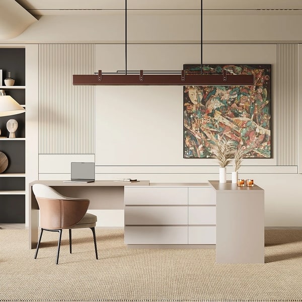 Modern Home Office Expandable Dresser Desk Combo with Drawers