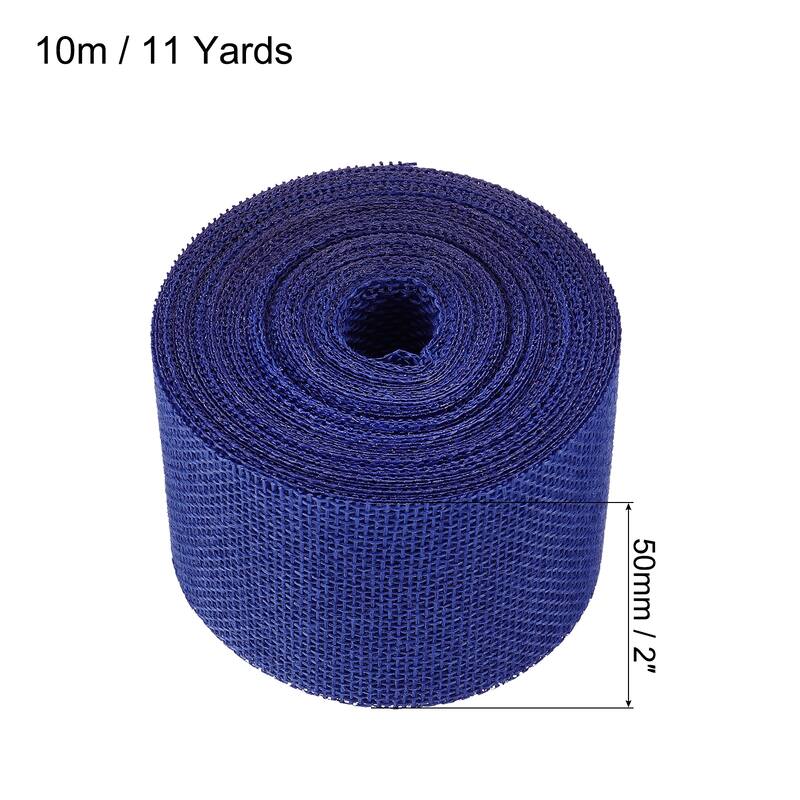 Burlap Fabric Ribbon, Wired Jute Crafts Roll for Wrapping Decoration - Blue