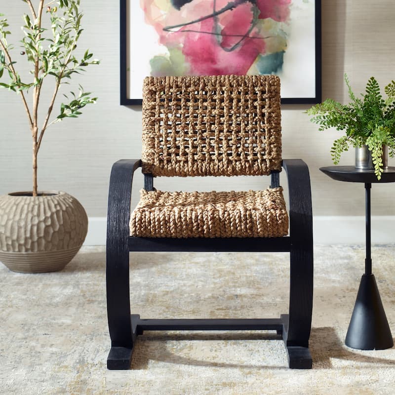 Curved Wood Framed Dining Chair - 37.75" - Black and Brown