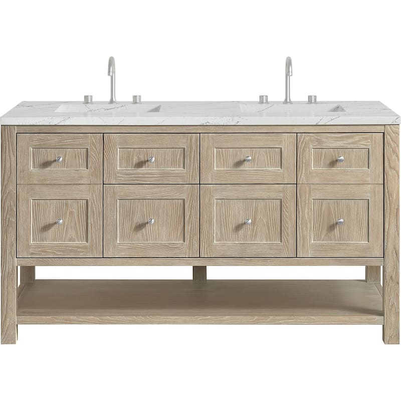 James Martin Vanities 330-V60D-FENC Breckenridge 60" Free Standing - Whitewashed Oak - Oak Finish