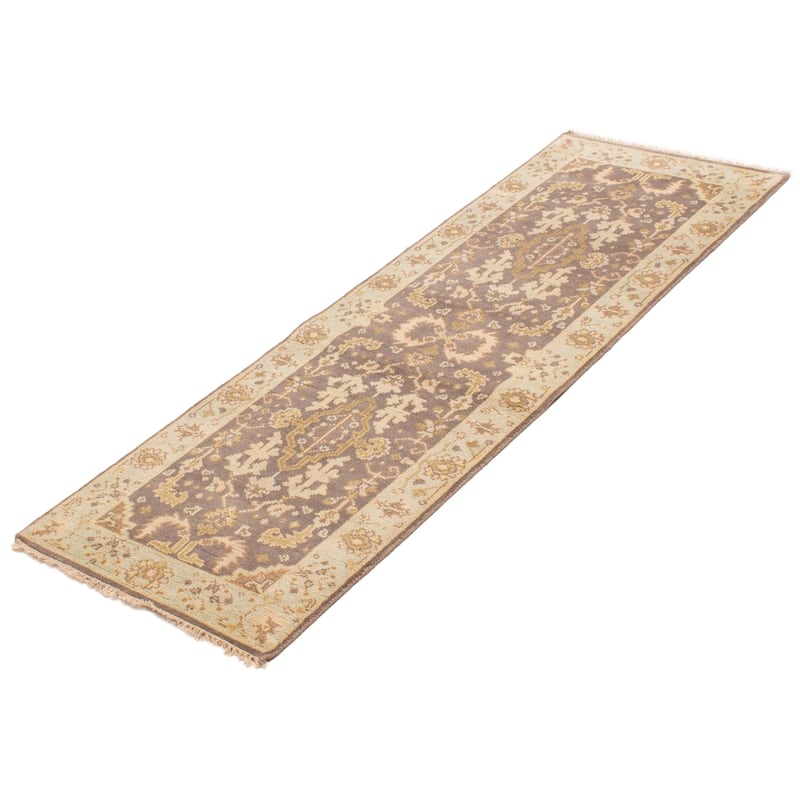 ECARPETGALLERY Hand-knotted Royal Oushak Dark Grey Wool Rug - 2'8 x 7'11