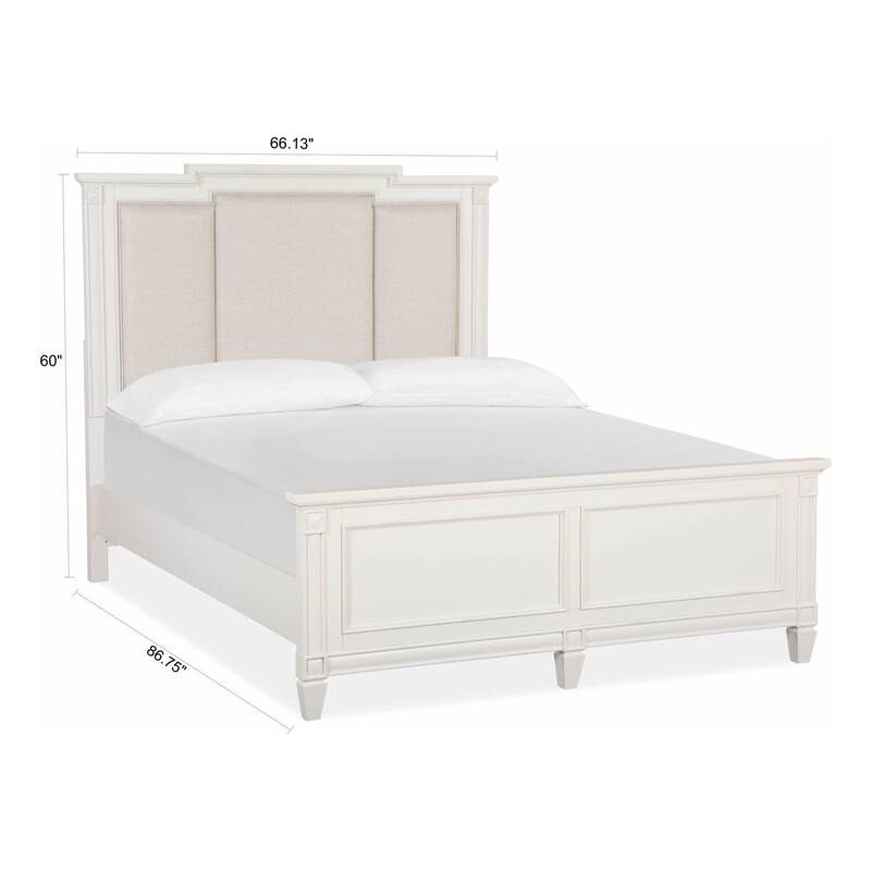 Magnussen Home Willowbrook Egg Shell White With Slight Rub Through Panel Upholstered Bed