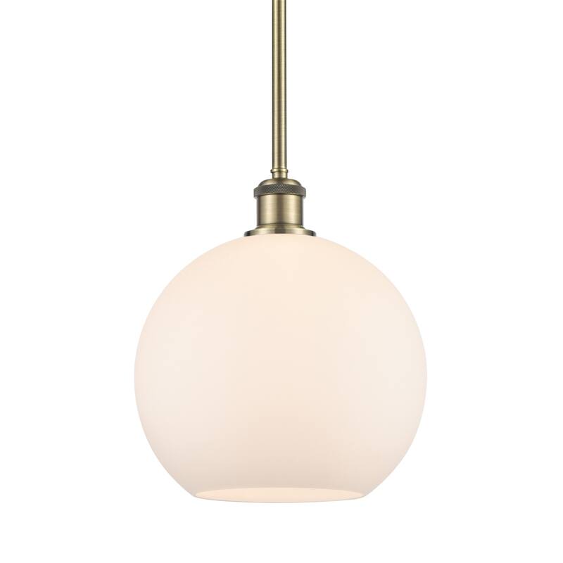 Innovations Lighting 516-1S-13-10 Athens Pendant Athens 10" Wide - Matte White / Antique Brass
