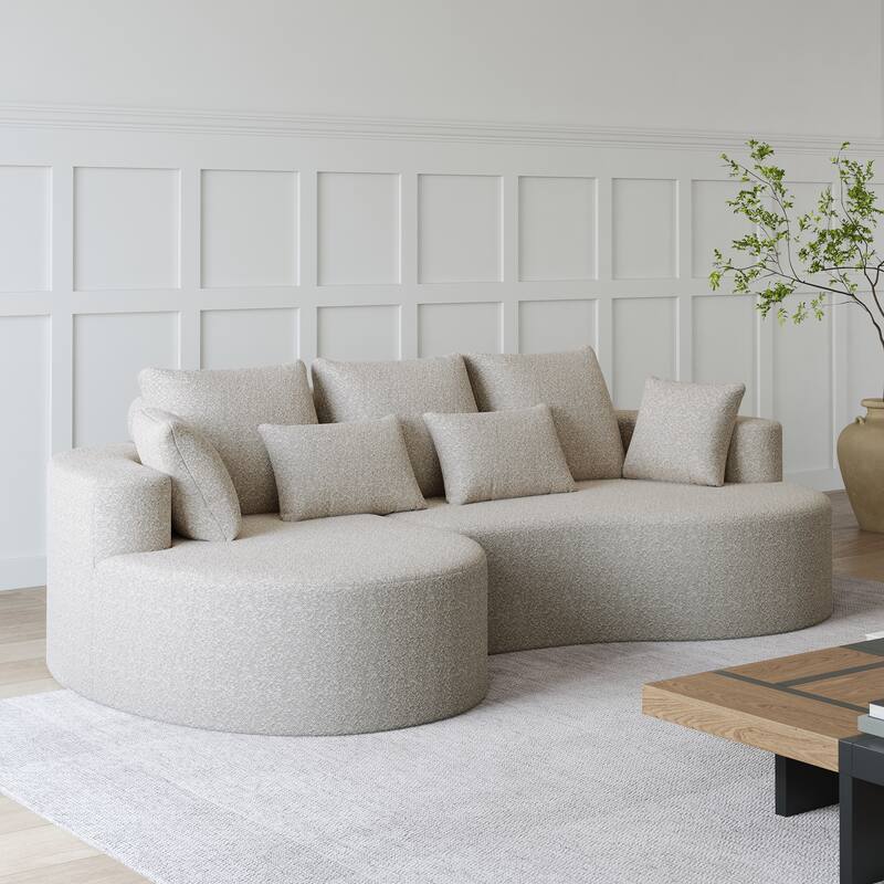 Modern Free Combination Chenille Extra Deep & Wide 4-Seater Sectional Sofa with 7 Pillows
