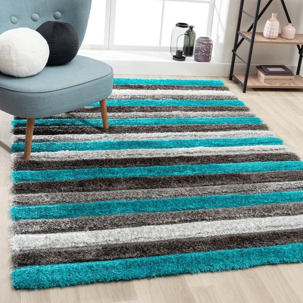Luxe Weavers Geometric Shag Area Rug, Plush Indoor Carpet