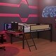 preview thumbnail 1 of 33, Metal Loft Bed with Rectangular Desk LED Lights loft Bed Frame with Storage Shelves and Ladder, Black+Brown Black+Dark Brown Desk