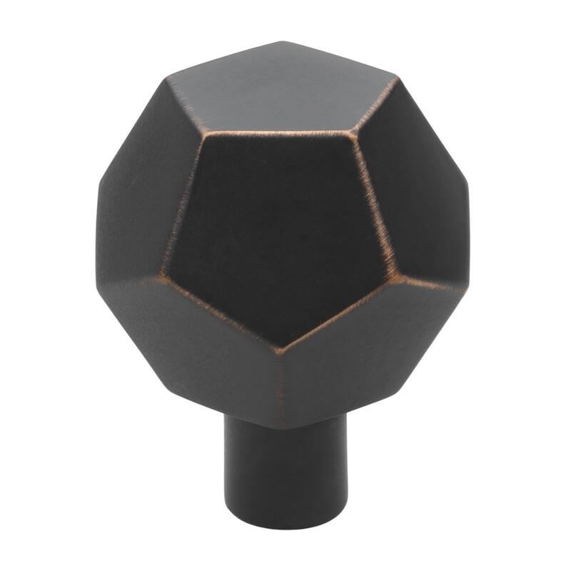 GlideRite 1-1/2 in. Rubbed Bronze Faceted Cabinet Knobs (5-Pack) - Oil Rubbed Bronze