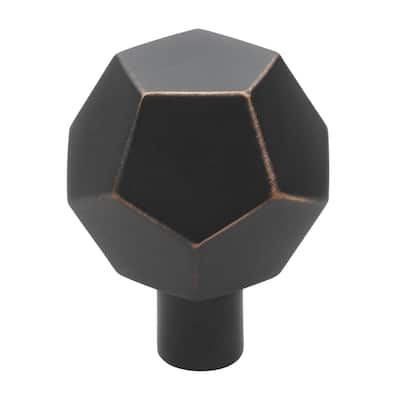 GlideRite 1-1/2 in. Rubbed Bronze Faceted Cabinet Knobs (5-Pack) - Oil Rubbed Bronze