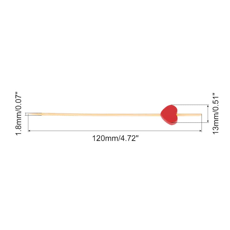 Bamboo Cocktail Toothpicks Heart Drink Fruit Picks Cocktail Skewers 100Pcs Red - 4.72" - Red - 4.72" - 8 or More Pieces