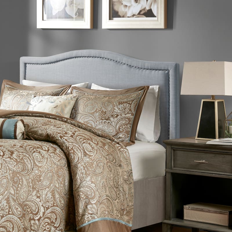 Madison Park Augusta Upholstered Headboard - Dusty Blue - Queen
