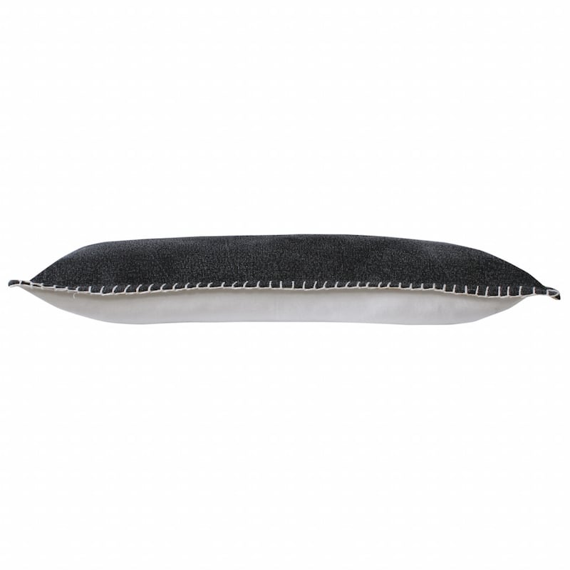 HomeRoots 14" X 36" Jet Black 100% Cotton Zippered Pillow