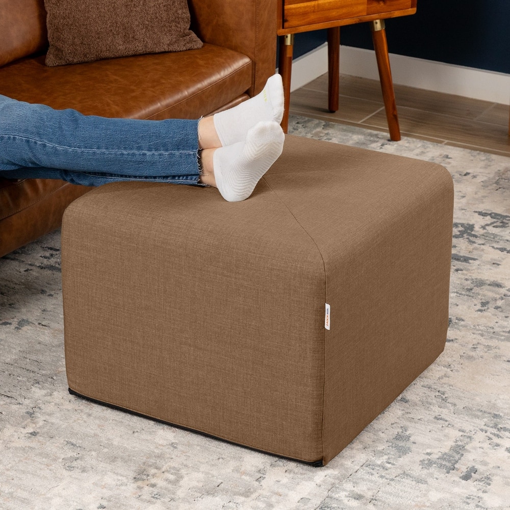 Jaxx Monroe Square Foam Ottoman with Stain Resistant Performance Fabric