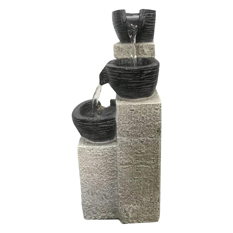 LED Lighted Cascading 4-Tier Stacking Bowl Tabletop Fountain - 11"